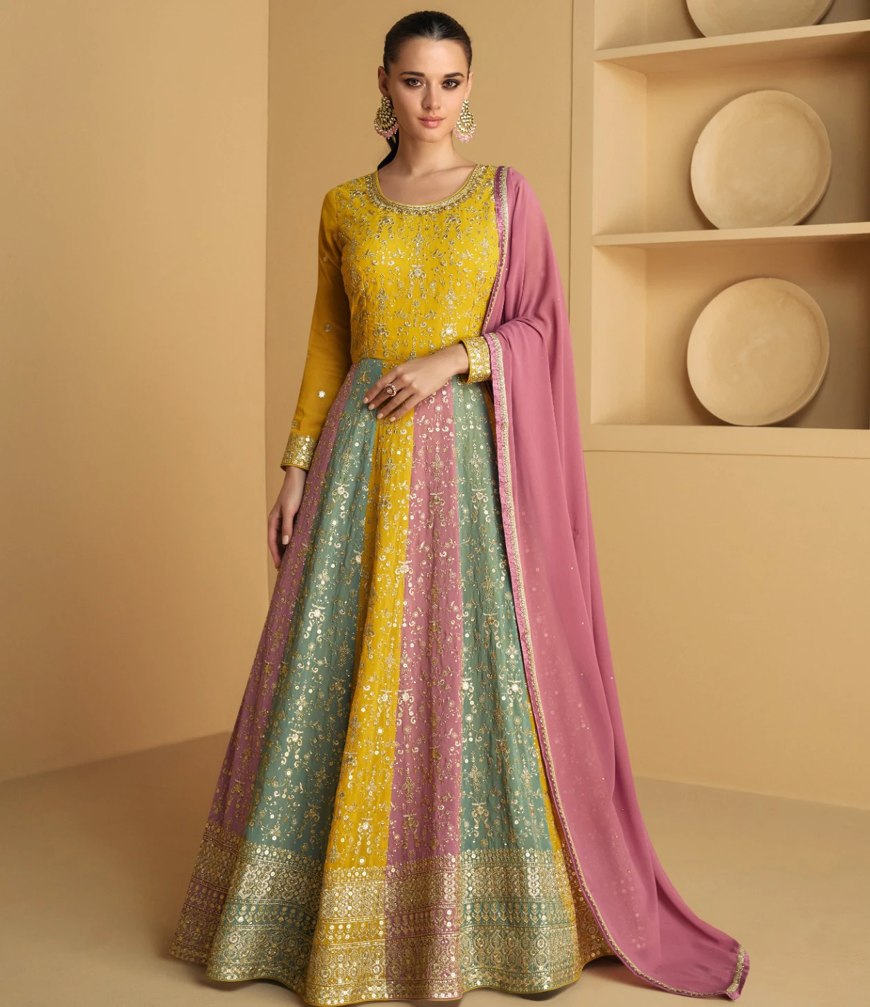 Aashirwad Tareef Georgette Wholesale Partywear Gown Catalog